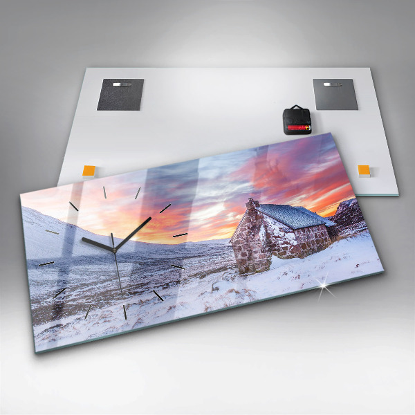 Reloj horizontal Cabaña en las montañas