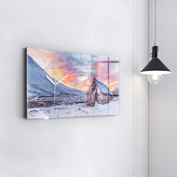 Reloj horizontal Cabaña en las montañas