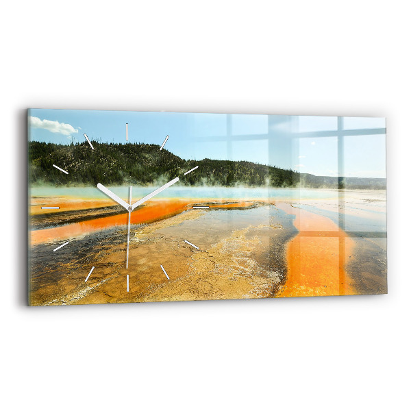 Reloj de cristal horizontal Lago con montañas