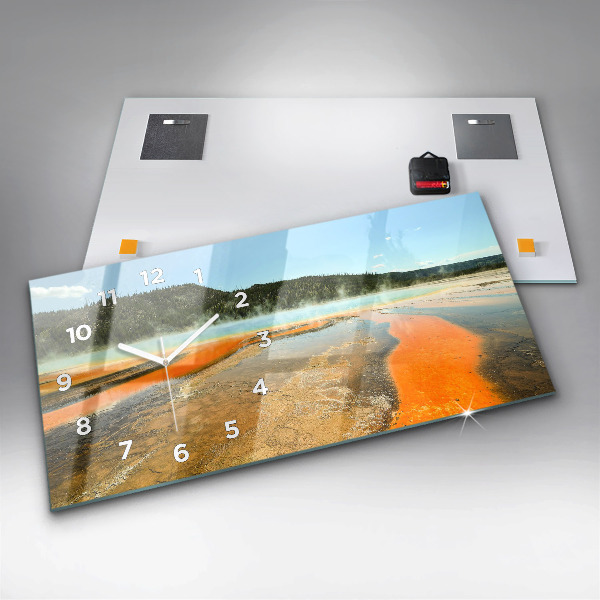 Reloj de cristal horizontal Lago con montañas