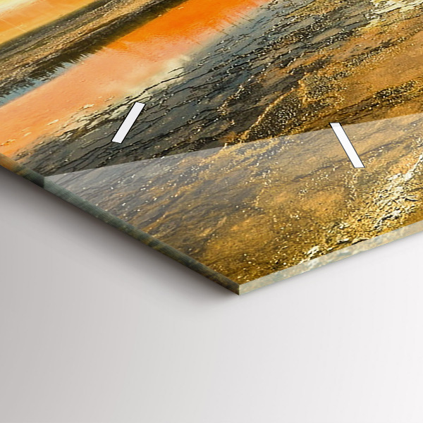 Reloj de cristal horizontal Lago con montañas