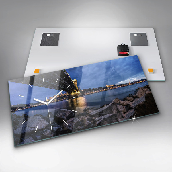 Reloj de cristal horizontal Costa rocosa bajo el puente