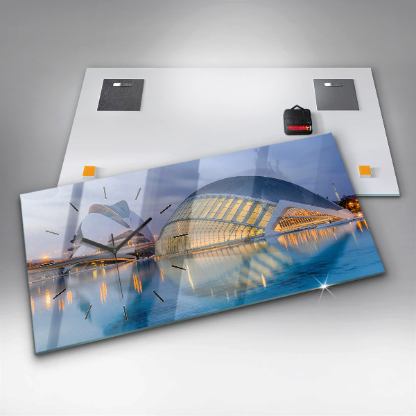 Reloj de cristal horizontal Atardecer en la ciudad