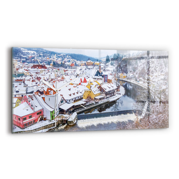 Reloj de cristal horizontal Panorama de una ciudad en invierno