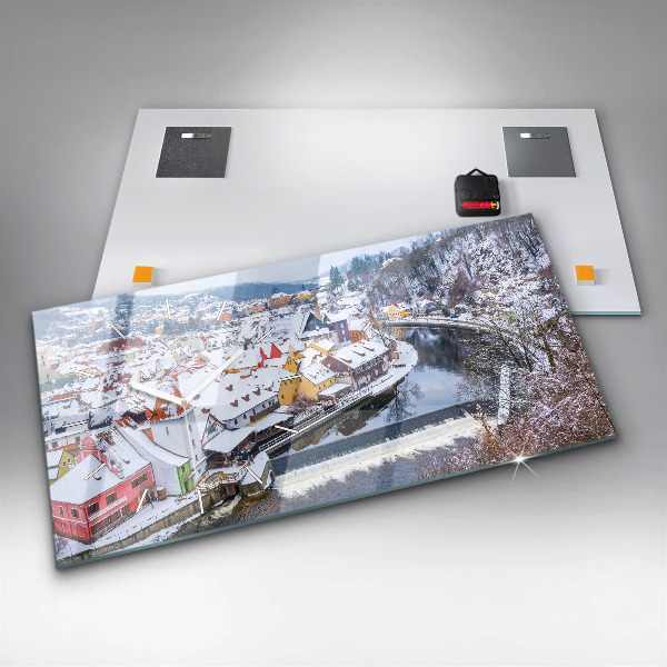 Reloj de cristal horizontal Panorama de una ciudad en invierno