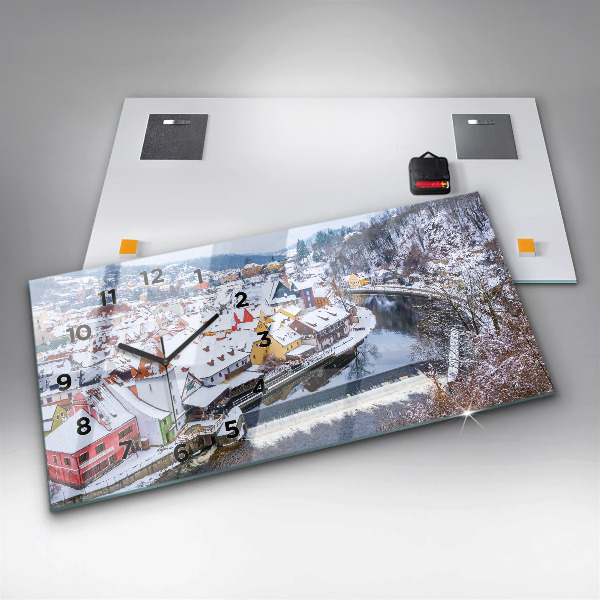 Reloj de cristal horizontal Panorama de una ciudad en invierno