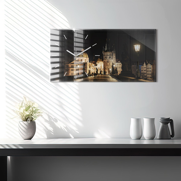 Reloj de cristal horizontal Puente de Carlos en Praga