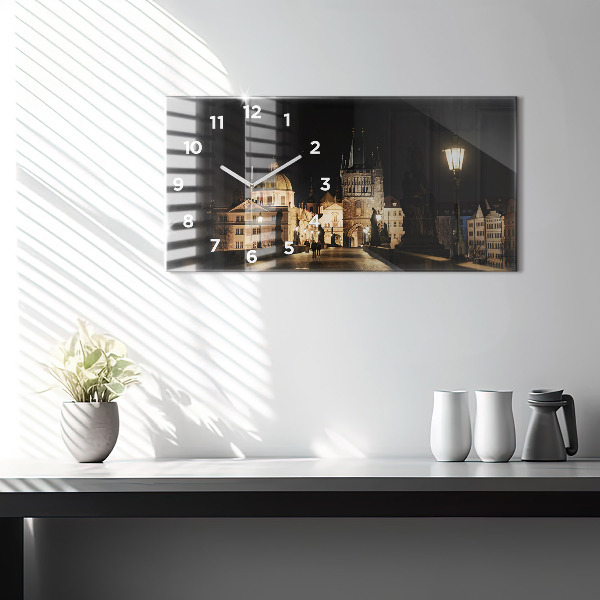 Reloj de cristal horizontal Puente de Carlos en Praga