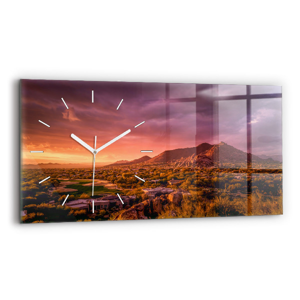 Reloj de cristal horizontal Puesta de sol en el norte de Scottsdale