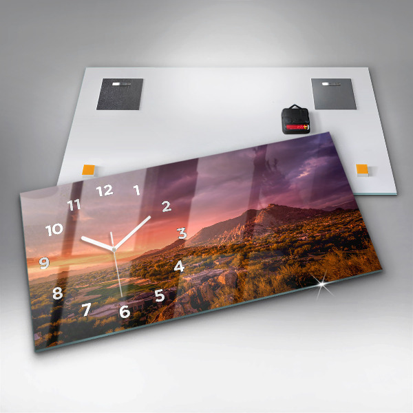 Reloj de cristal horizontal Puesta de sol en el norte de Scottsdale