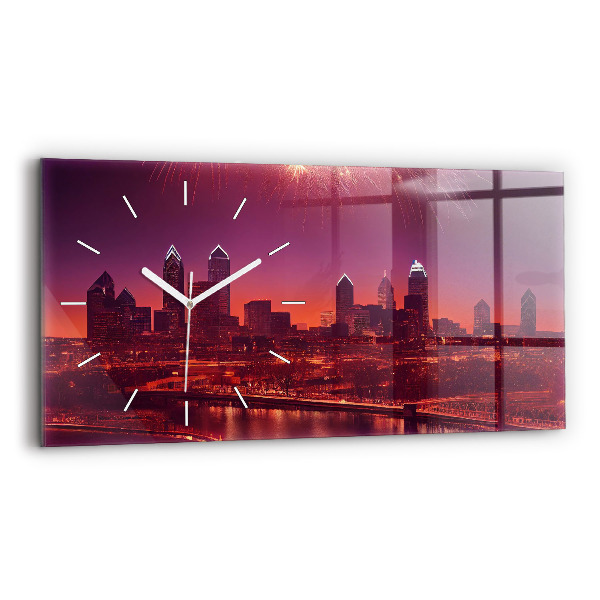 Reloj horizontal Ciudad de noche en Filadelfia