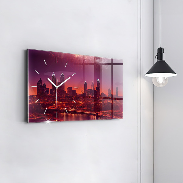 Reloj horizontal Ciudad de noche en Filadelfia