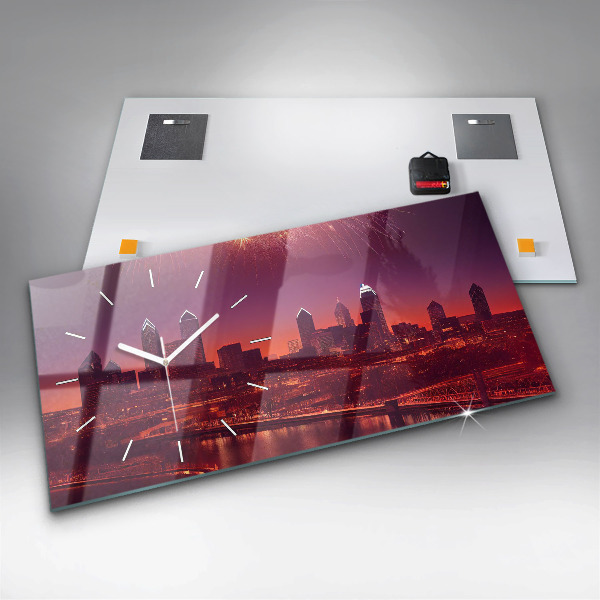 Reloj horizontal Ciudad de noche en Filadelfia