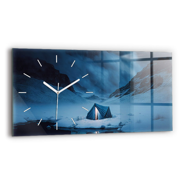 Reloj de cristal horizontal Tienda de campaña en las montañas de Islandia