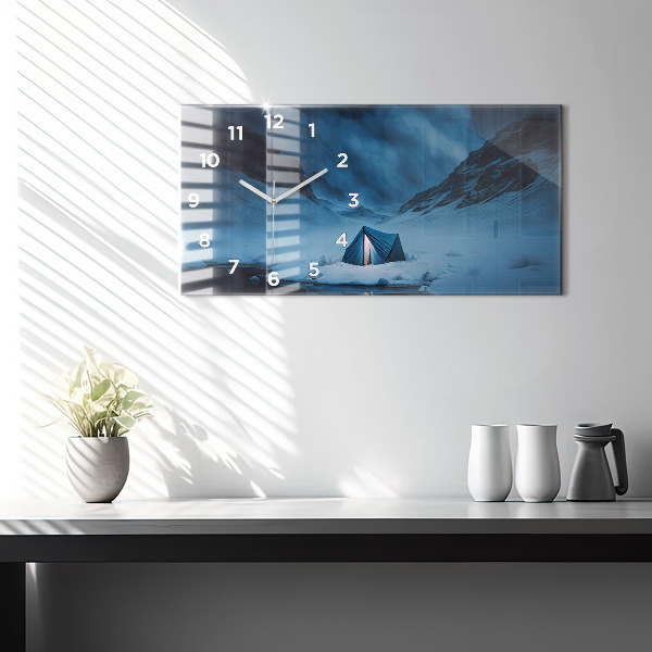 Reloj de cristal horizontal Tienda de campaña en las montañas de Islandia