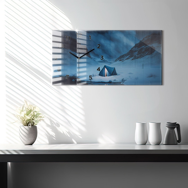 Reloj de cristal horizontal Tienda de campaña en las montañas de Islandia