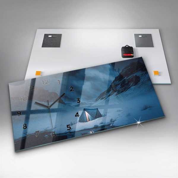 Reloj de cristal horizontal Tienda de campaña en las montañas de Islandia