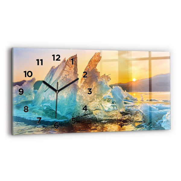 Reloj de cristal horizontal Iceberg y amanecer