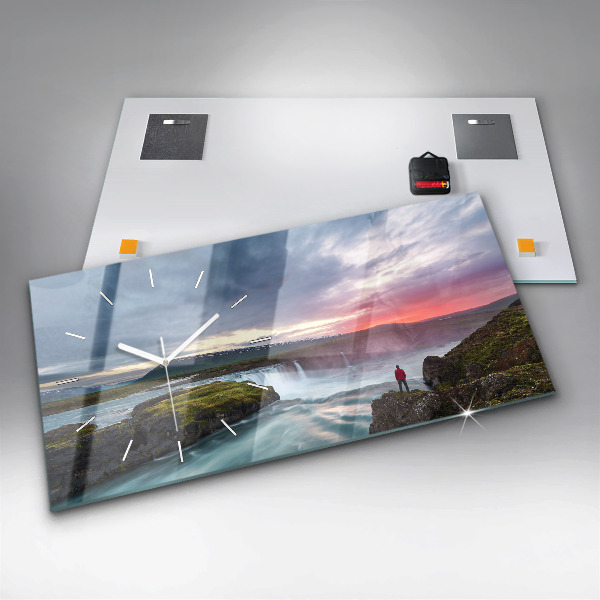 Reloj horizontal Paisaje con cascada