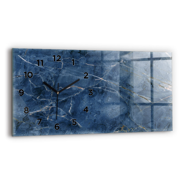 Reloj de cristal horizontal Textura de mármol azul