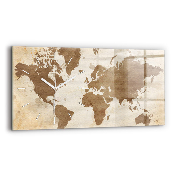 Reloj de cristal horizontal Mapamundi pintado