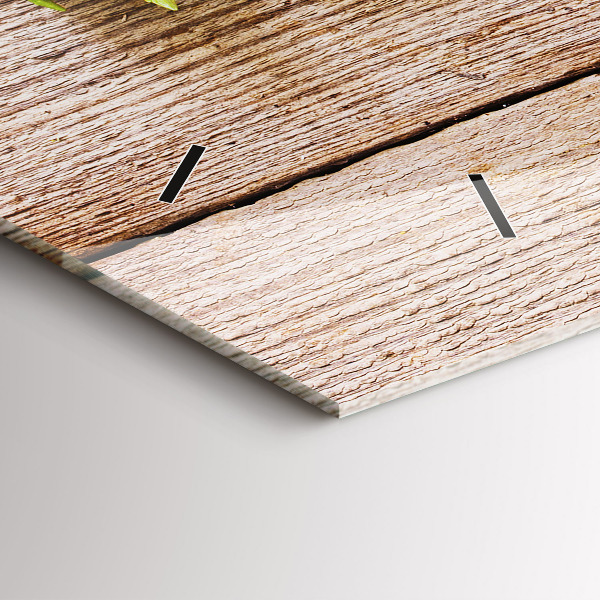 Reloj de cristal horizontal Flores sobre madera