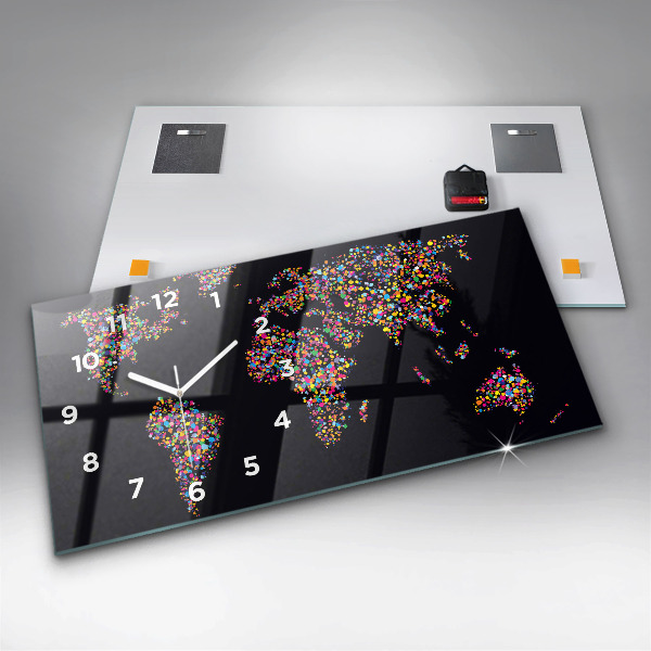Reloj de cristal horizontal Mapamundi de puntos