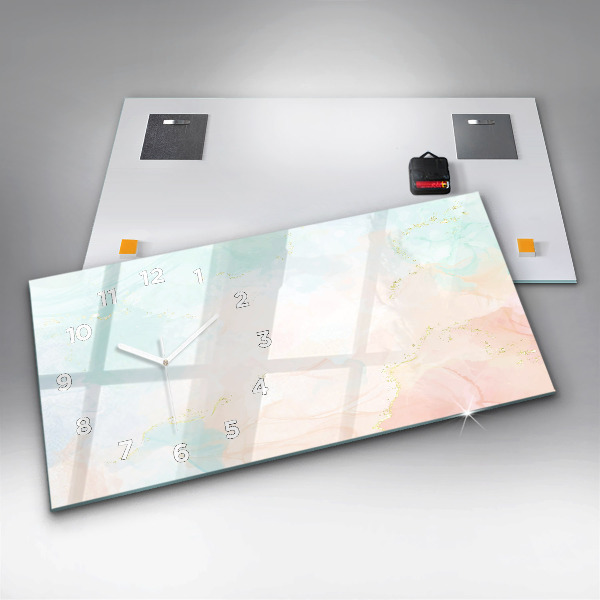 Reloj de cristal horizontal Acuarela mármol