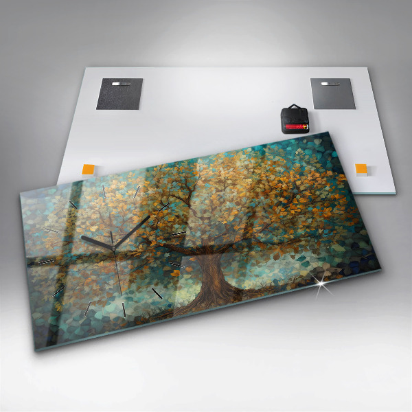 Reloj de cristal horizontal Árbol mosaico