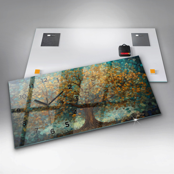 Reloj de cristal horizontal Árbol mosaico