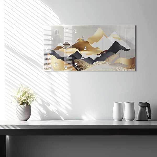 Reloj de cristal horizontal Abstractas montañas doradas