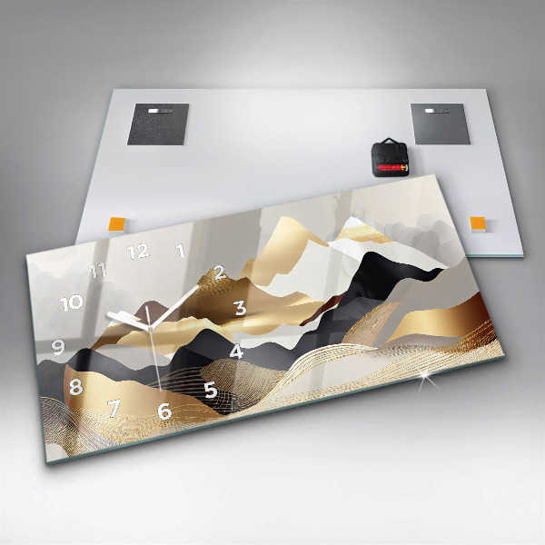 Reloj de cristal horizontal Abstractas montañas doradas