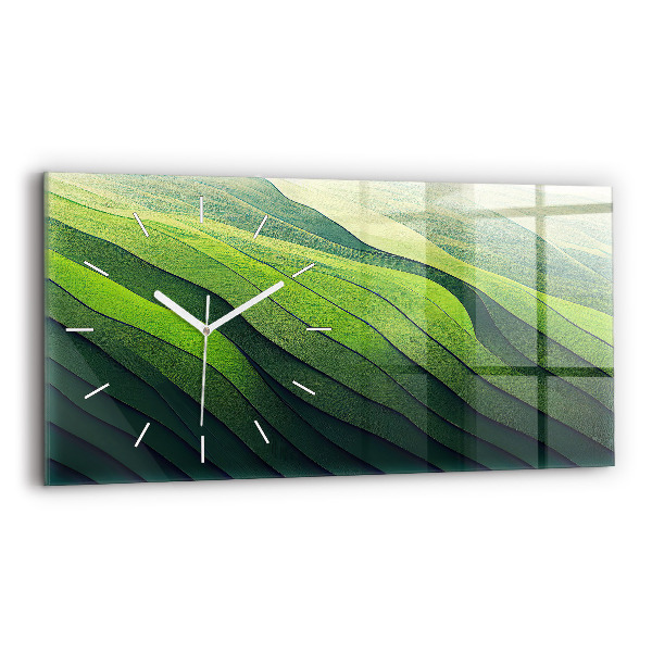 Reloj de cristal horizontal Abstracción campos verdes