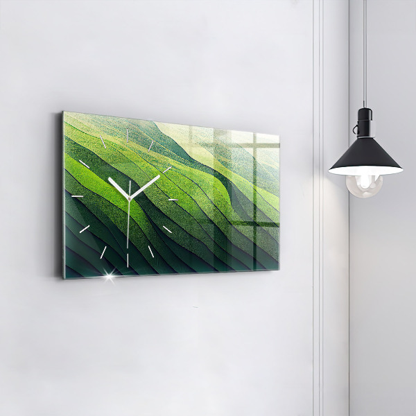 Reloj de cristal horizontal Abstracción campos verdes