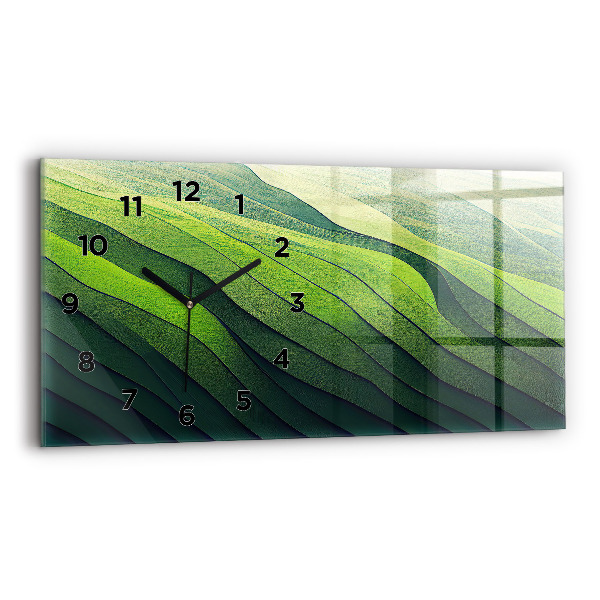 Reloj de cristal horizontal Abstracción campos verdes