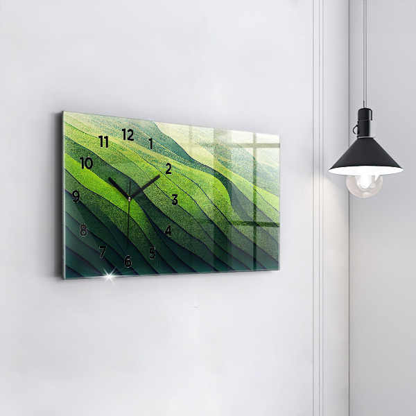 Reloj de cristal horizontal Abstracción campos verdes