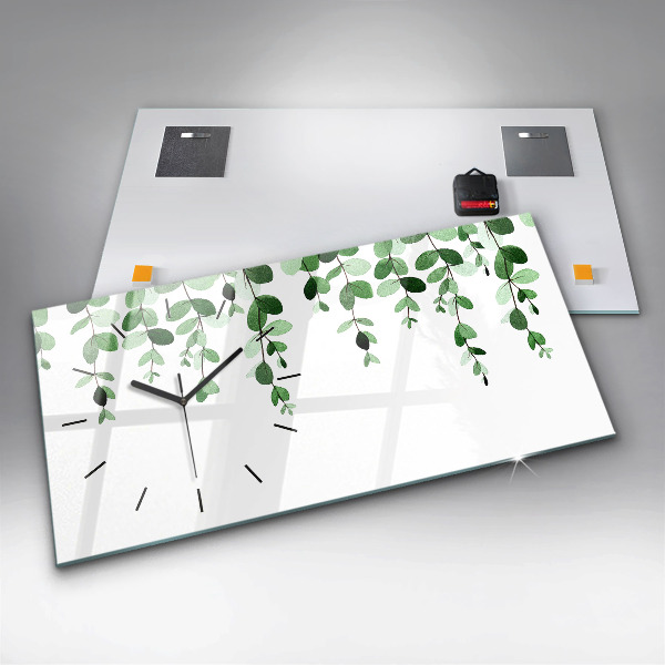 Reloj de cristal horizontal Hojas de planta