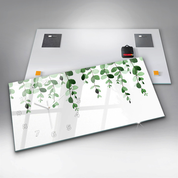 Reloj de cristal horizontal Hojas de planta