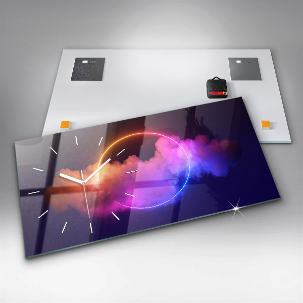 Reloj de cristal horizontal Abstracto humo 3D