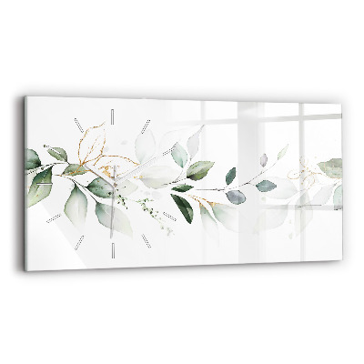 Reloj de cristal horizontal Hojas abstractas