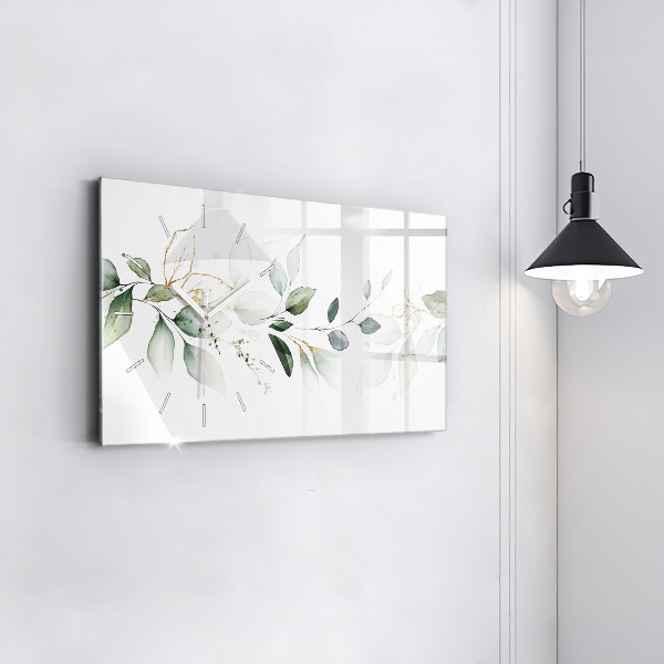 Reloj de cristal horizontal Hojas abstractas