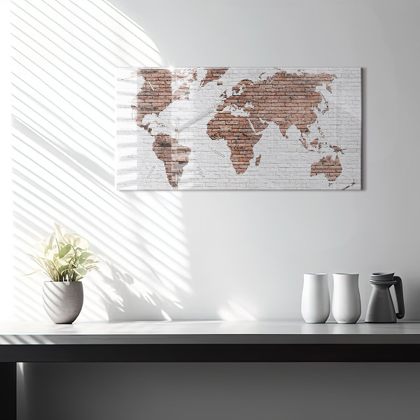Reloj de cristal horizontal Mapamundi de ladrillos