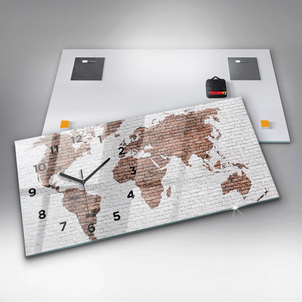 Reloj de cristal horizontal Mapamundi de ladrillos