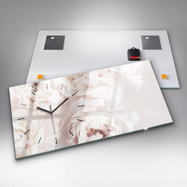 Reloj de cristal horizontal Flores de peonía