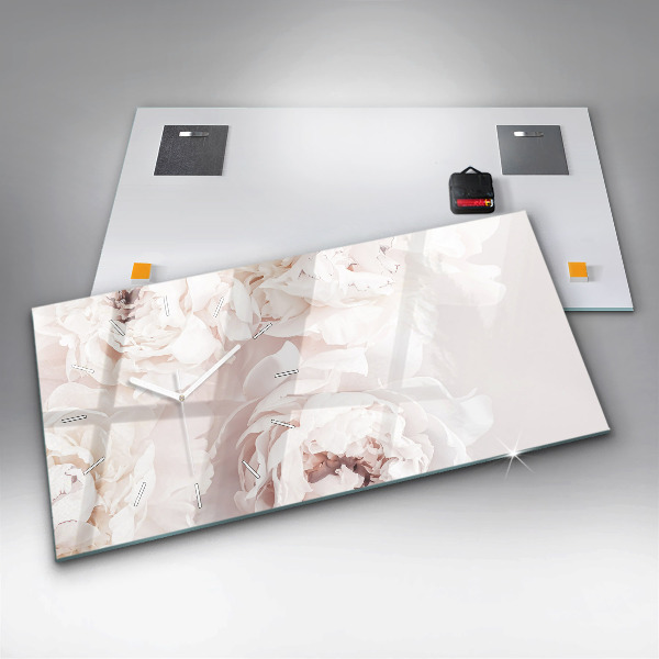 Reloj de cristal horizontal Flores de peonía