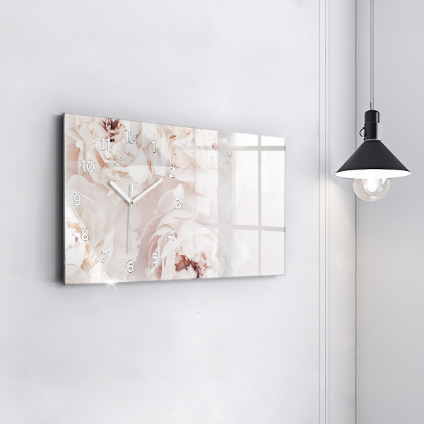 Reloj de cristal horizontal Flores de peonía