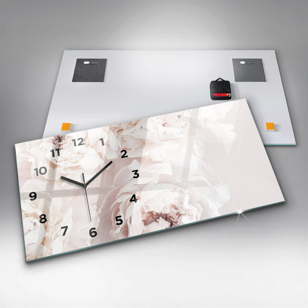 Reloj de cristal horizontal Flores de peonía