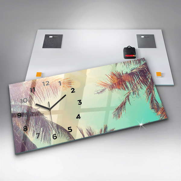 Reloj de cristal horizontal Palmeras tropicales