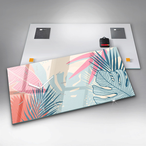 Reloj horizontal Hojas pastel