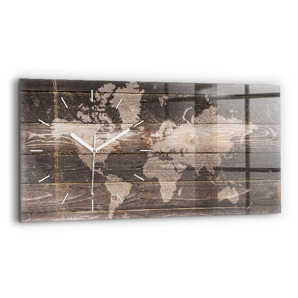 Reloj horizontal Mapamundi en madera